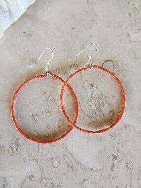 Sterling Silver Genuine Mediterranean Coral Earrings